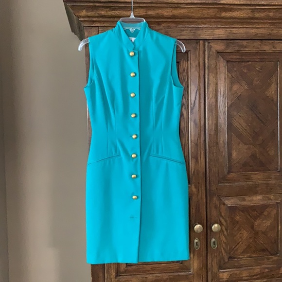 Kenar Ann Tjian teal button down dress - Picture 2 of 9